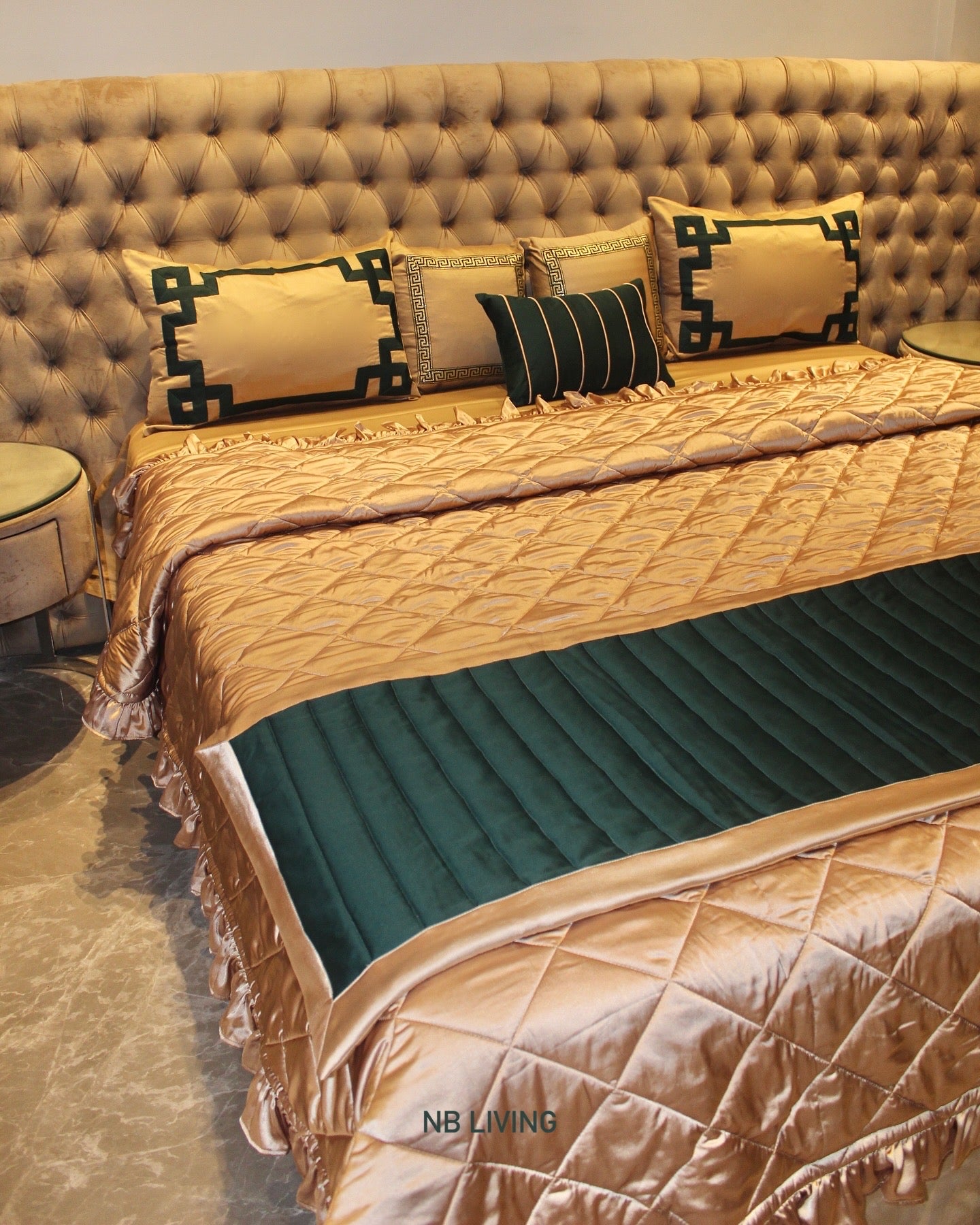 Beige Green Bedding set