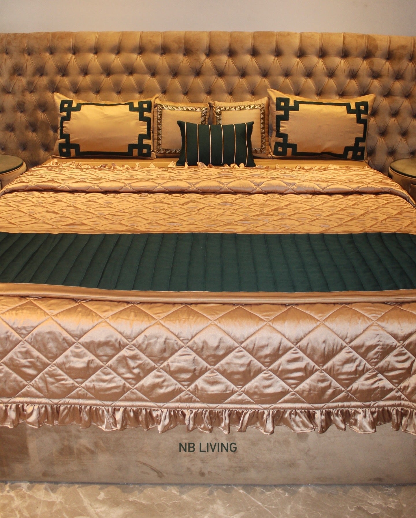 Beige Green Bedding set