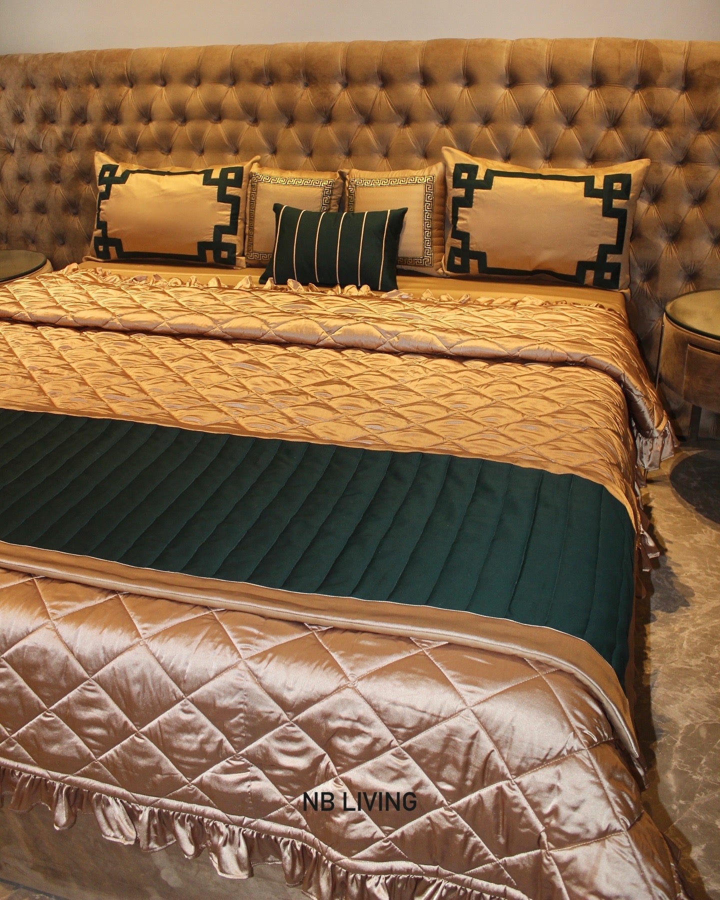 Beige Green Bedding set