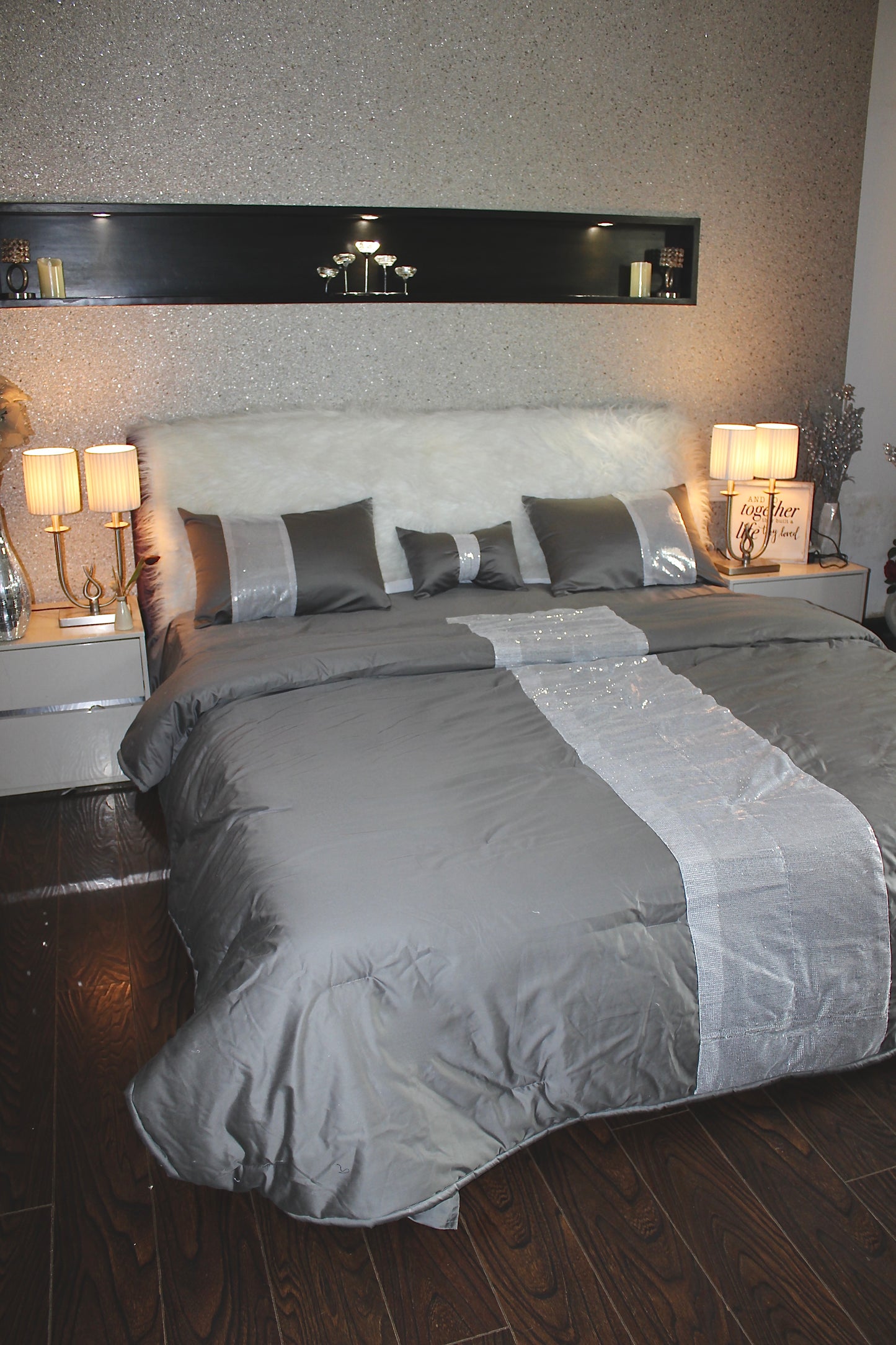 Grey Bling bedding set