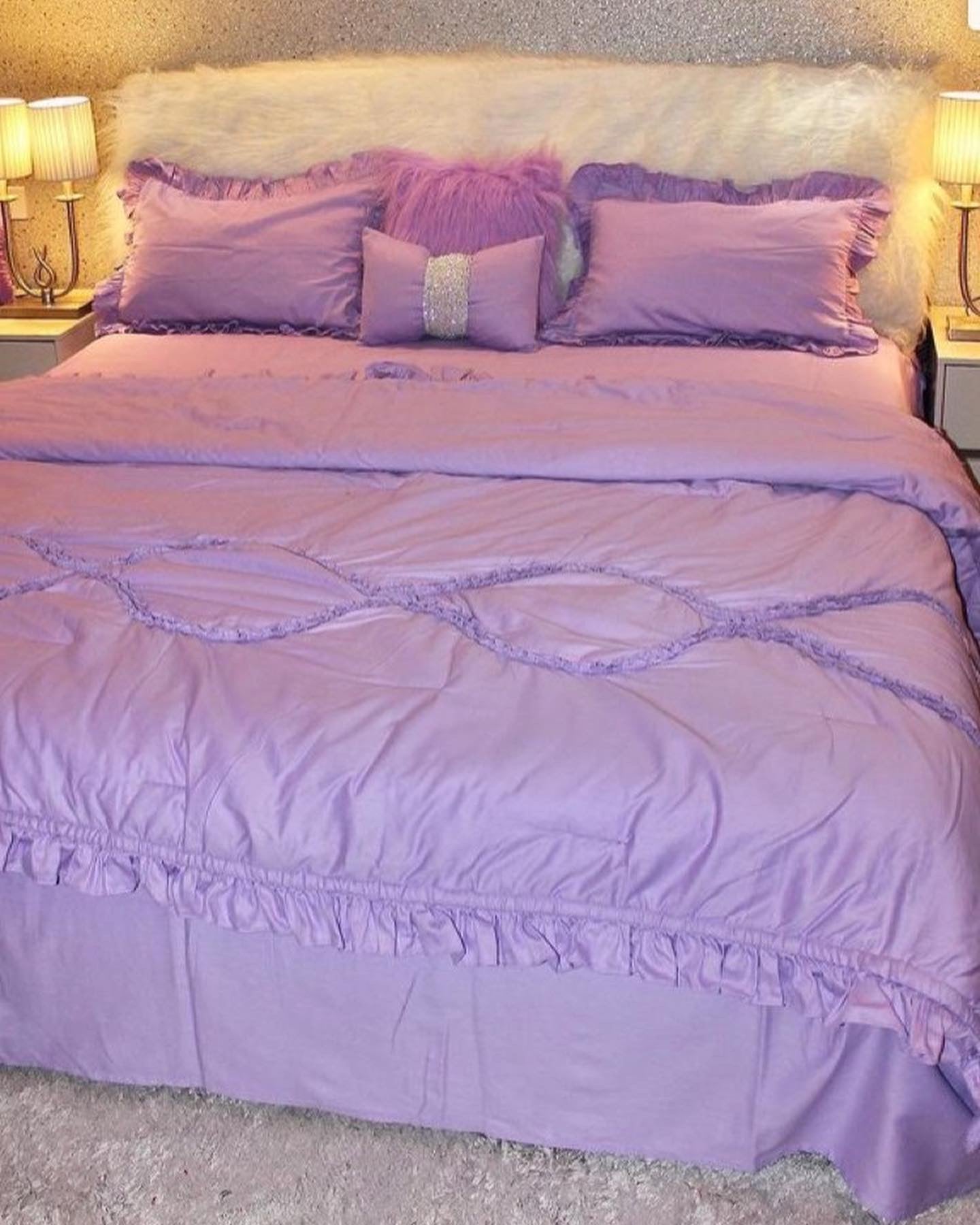 Lavender ruffle bedding set
