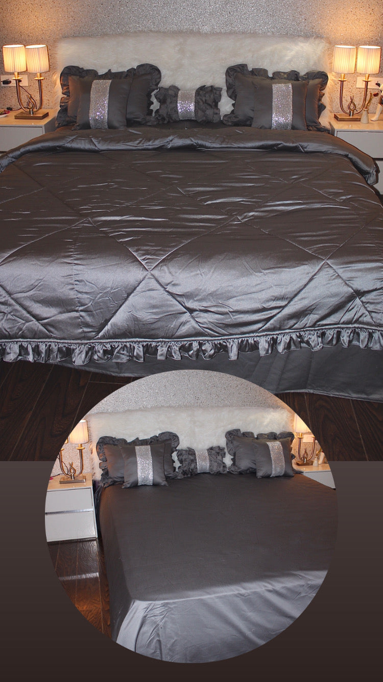 Grey silver bedding set