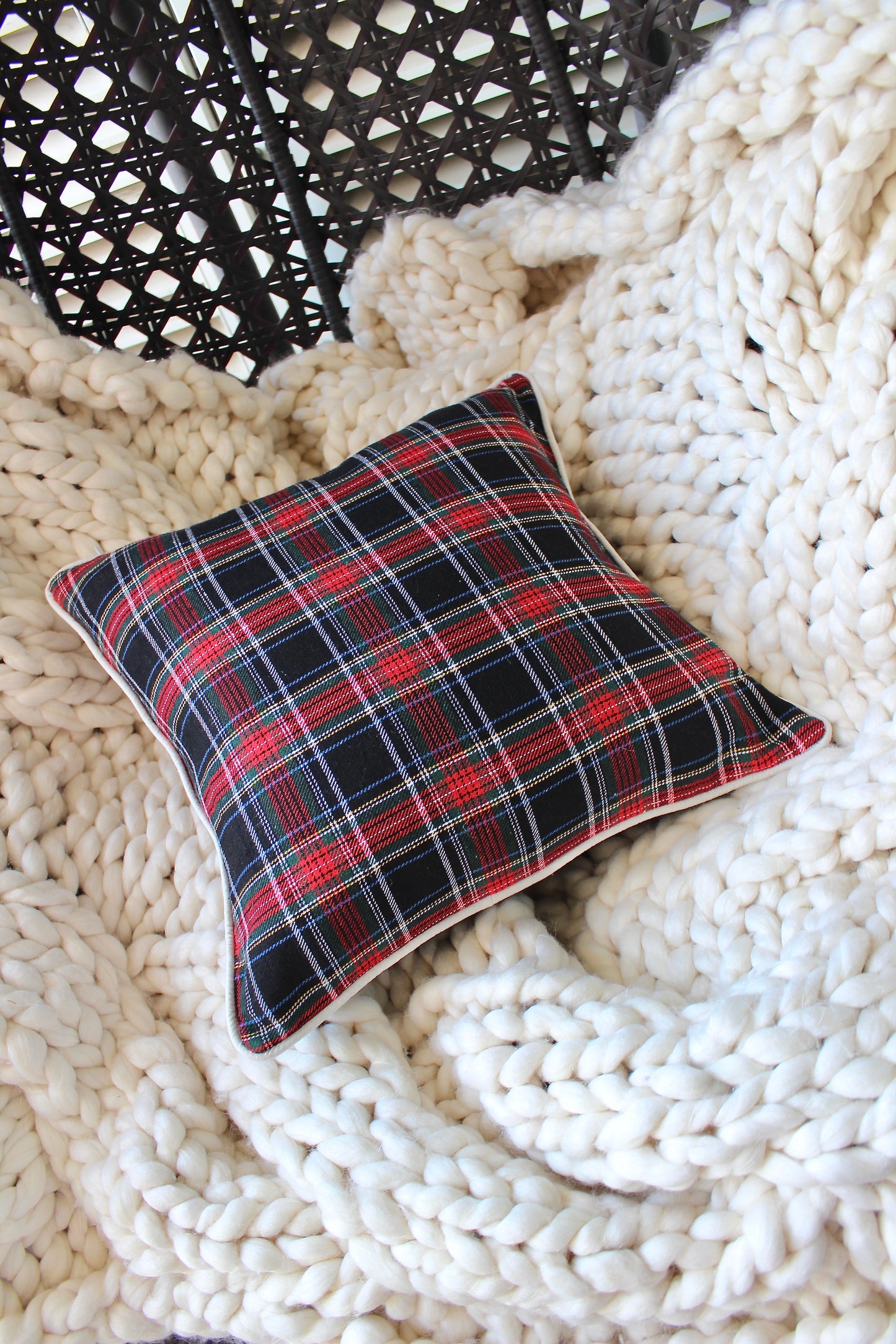 Flannel check cushion