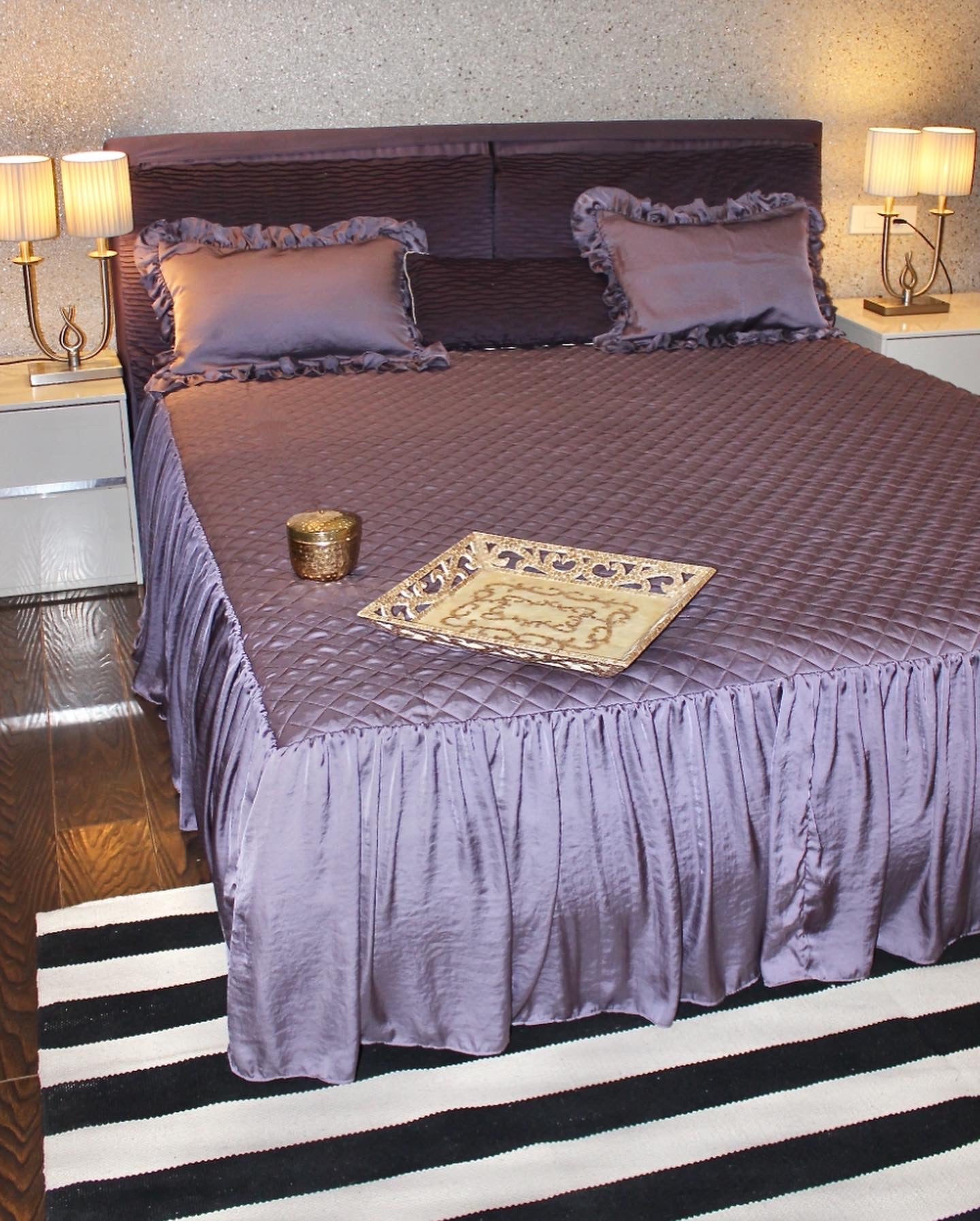 Satin quilted frill bedcover