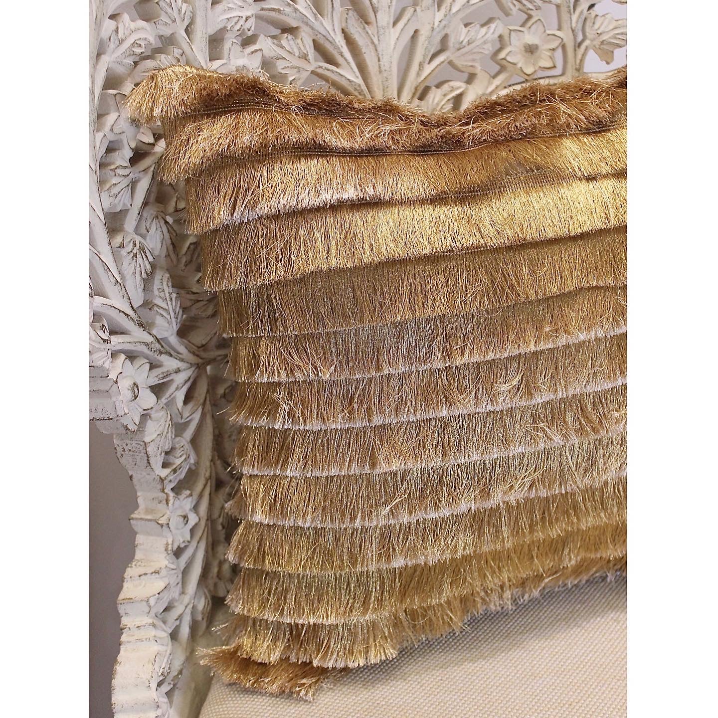 Gold 2024 fringe pillow