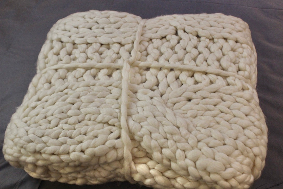 Cozy ivory knit throw/runner
