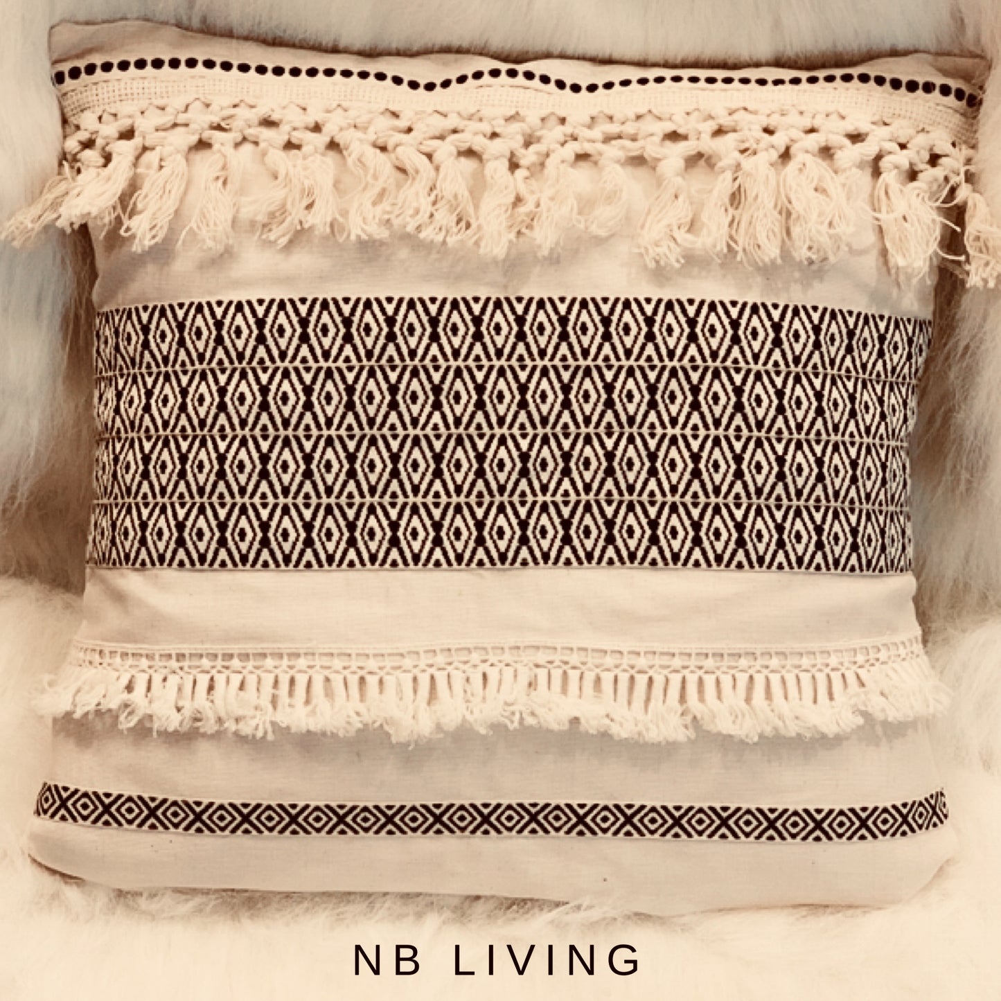 Cream Boho cushion cover