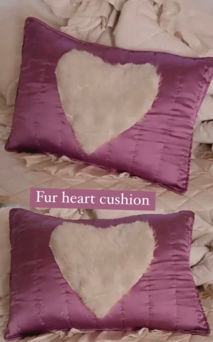 Fur heart cushion