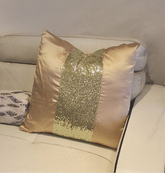 Gold band bling cushion cover